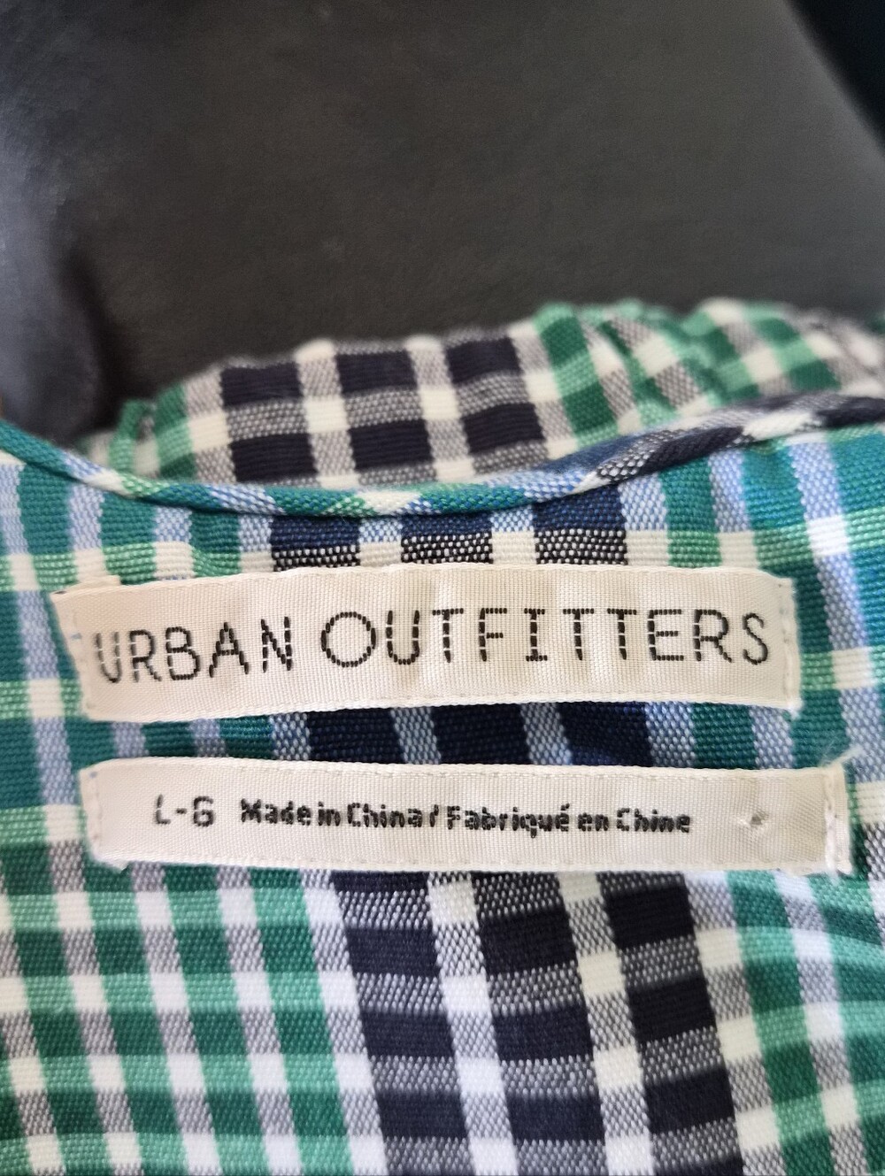 Urban Outfitters Plaid Mini Strappy Dress Green/Blue/Black Cotton Blend Size L - Picture 9 of 12